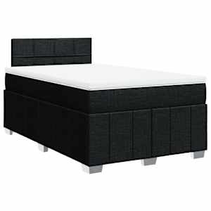 vidaXL Sommier &agrave; lattes de lit avec matelas Noir 120x200 cm Tissu