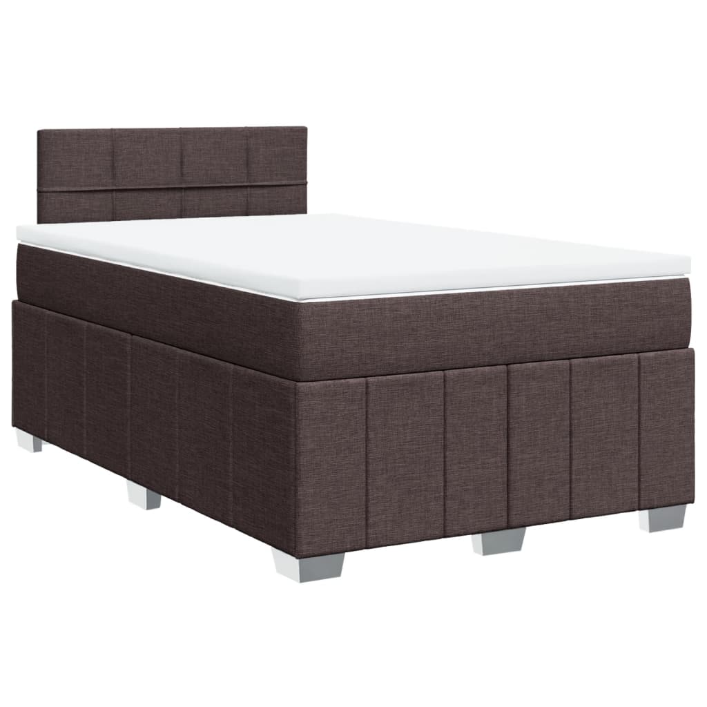 vidaXL Boxspring met matras stof donkerbruin 120x200 cm afbeelding