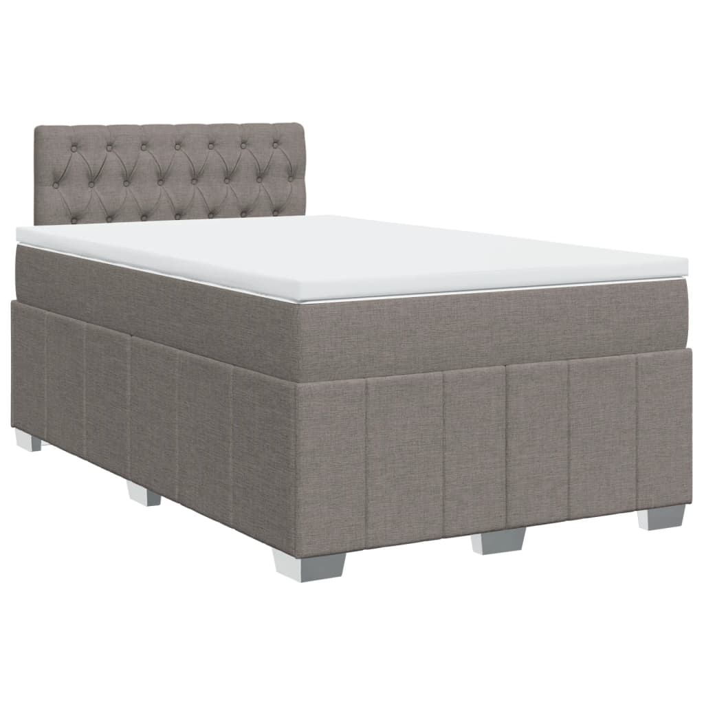 vidaXL Boxspring met matras stof taupe 120x200 cm afbeelding