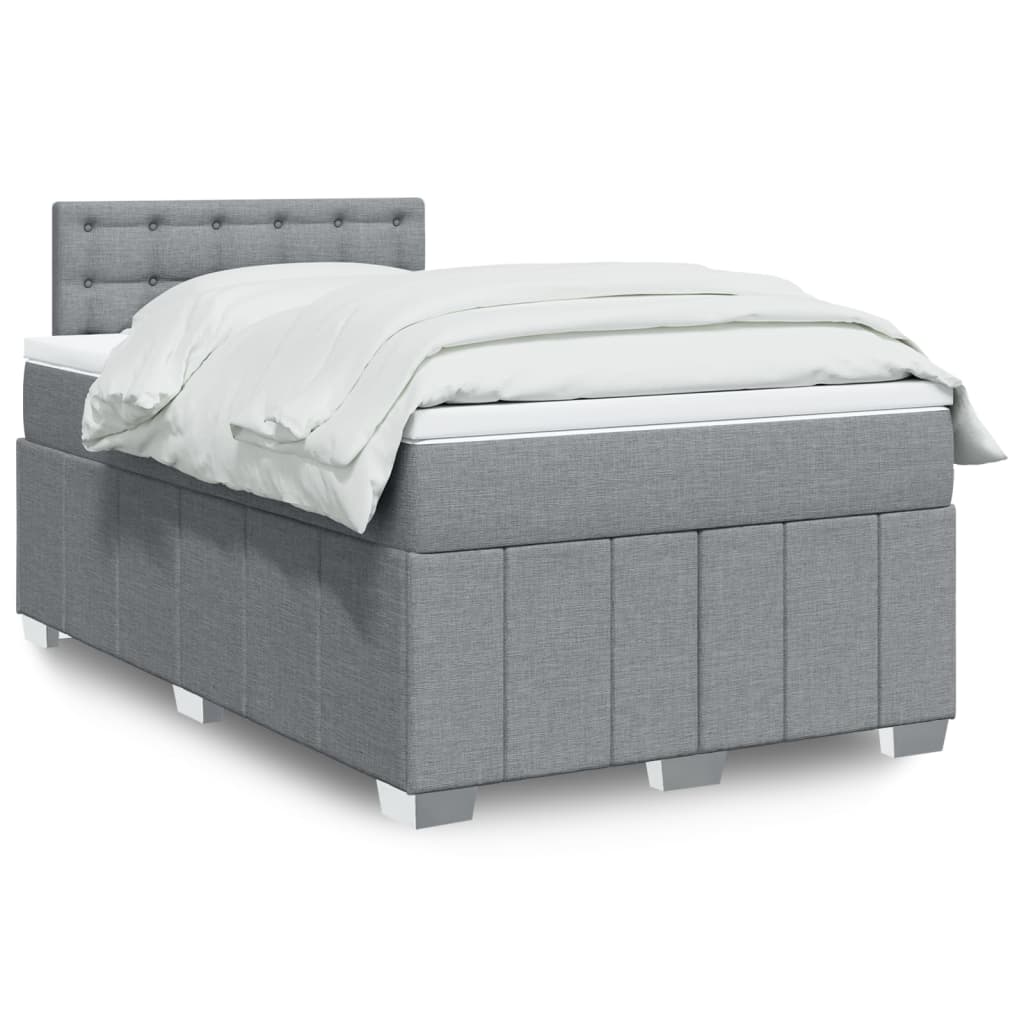 Boxspringbett mit Matratze Hellgrau 120×200 cm Stoff