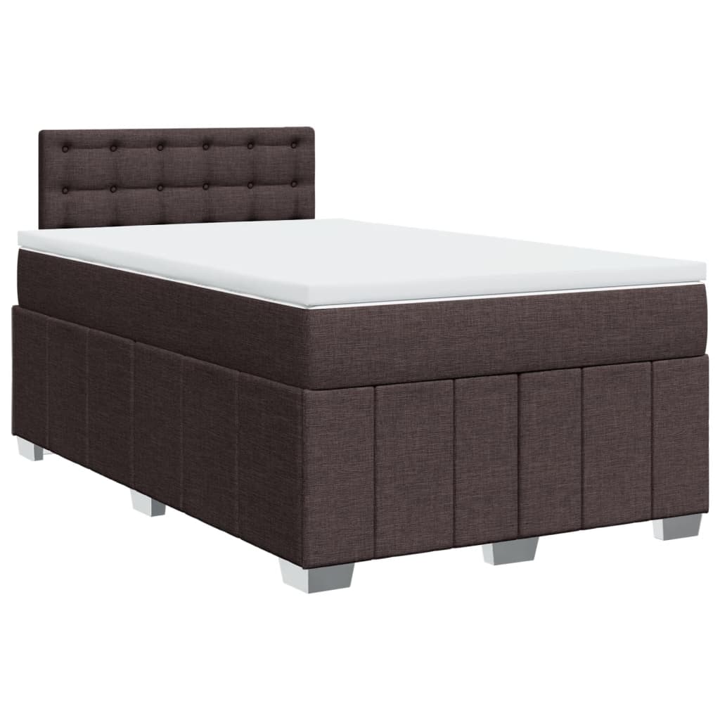 vidaXL Boxspring met matras stof donkerbruin 120x200 cm afbeelding