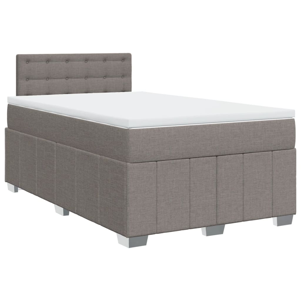 vidaXL Boxspring met matras stof taupe 120x200 cm afbeelding