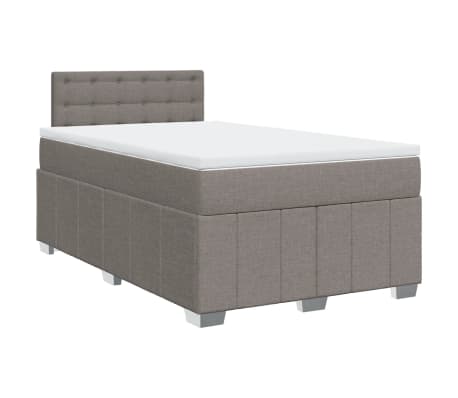 vidaXL Sommier &agrave; lattes de lit avec matelas Taupe 120x200 cm Tissu