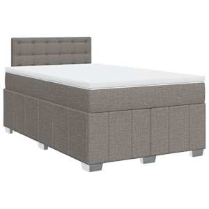 vidaXL Sommier &agrave; lattes de lit avec matelas Taupe 120x200 cm Tissu