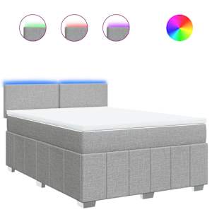 Box spring postel s matrací světle šedá 140 x 190 cm textil - obrázek 2