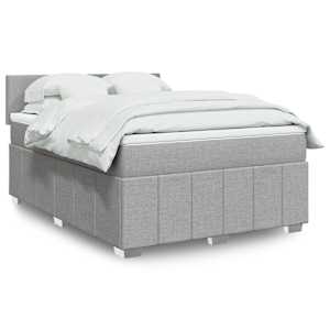 Box spring postel s matrací světle šedá 140 x 190 cm textil - obrázek 1