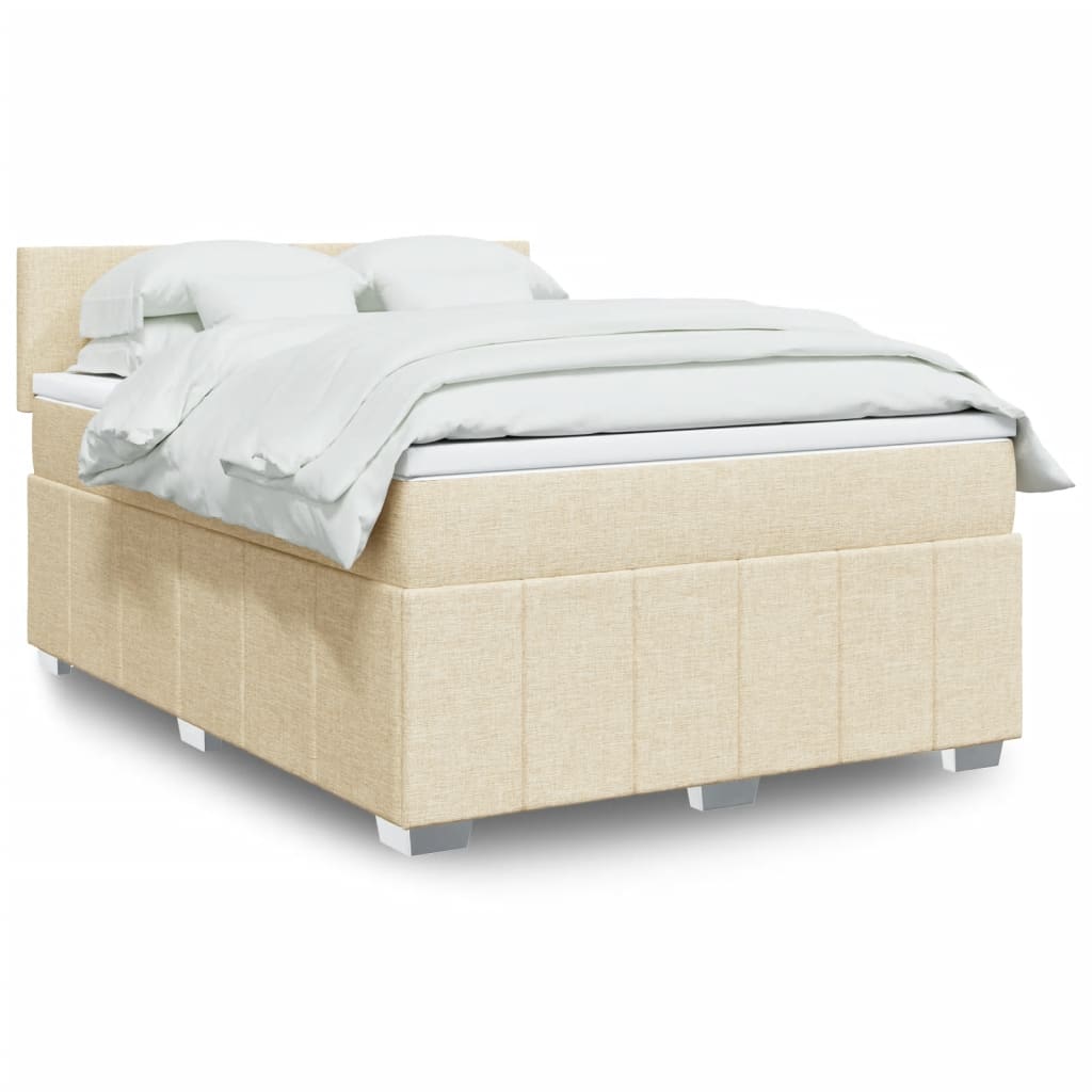 Boxspringbett mit Matratze Creme 140×190 cm Stoff