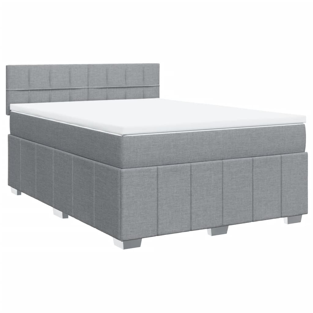 vidaXL Boxspring met matras stof lichtgrijs 140x190 cm afbeelding
