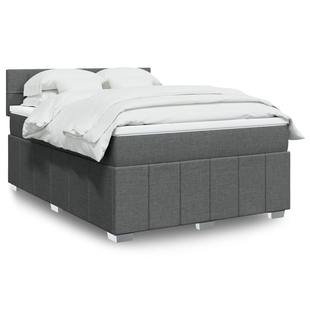 Boxspringbett mit Matratze Dunkelgrau 140×190 cm Stoff