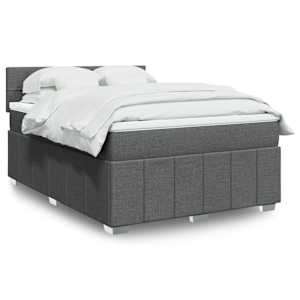 Box spring posteljni z vzmetnico temno siv 140x190 cm blago