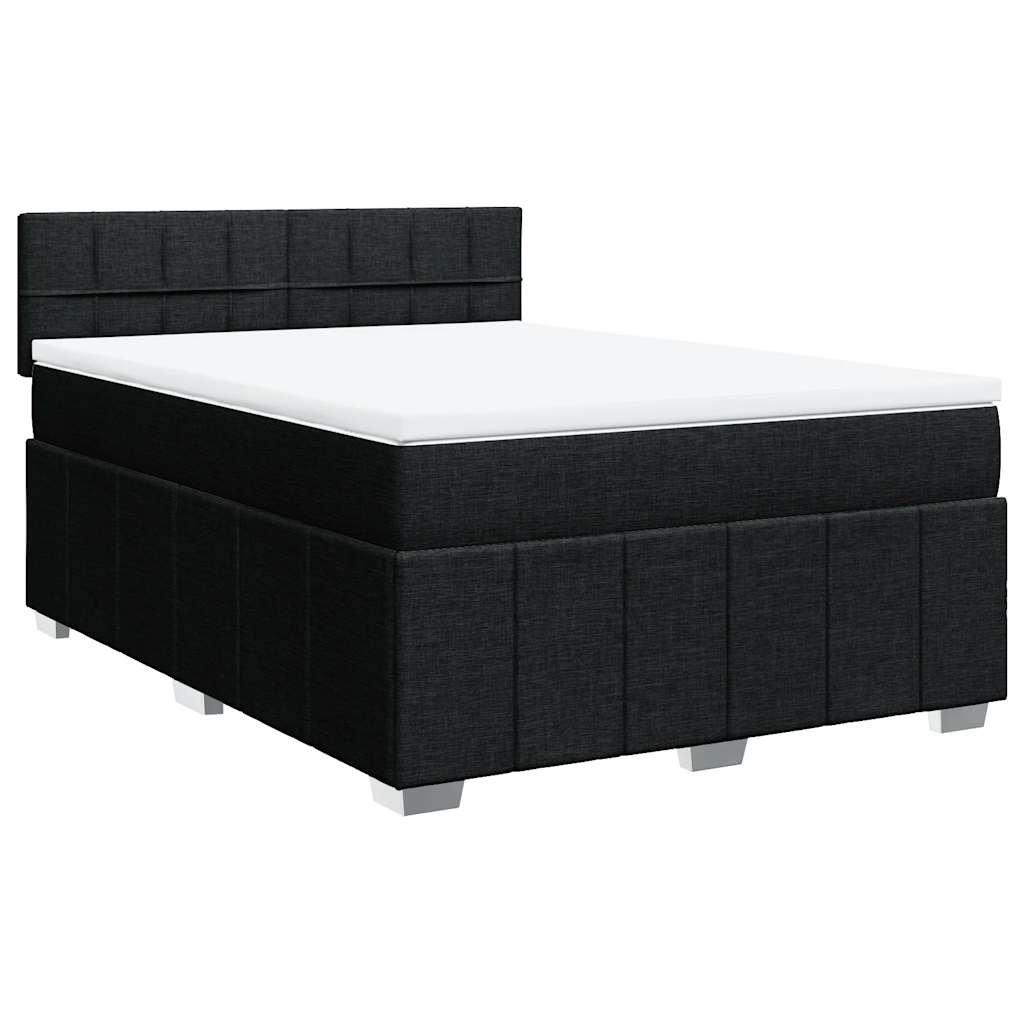 vidaXL Boxspring met matras stof zwart 140x190 cm afbeelding