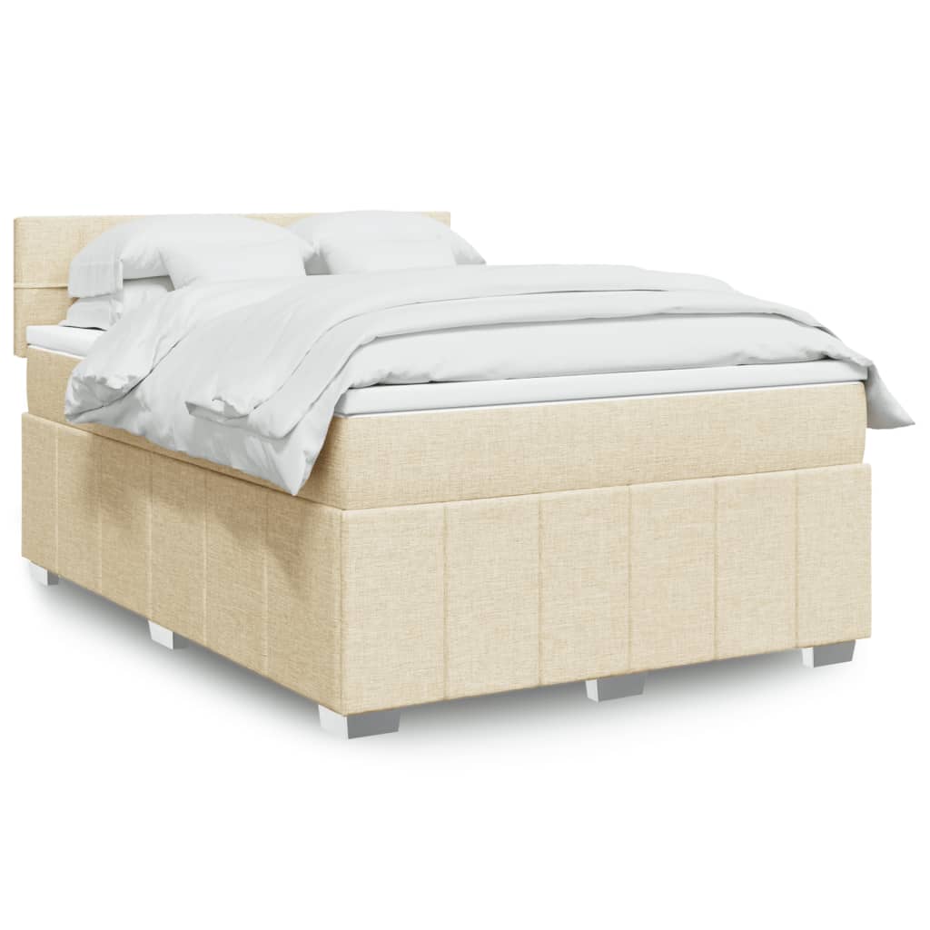 Boxspringbett mit Matratze Creme 140×190 cm Stoff