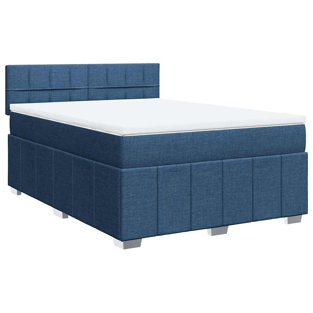 vidaXL Κρεβάτι Boxspring με Στρώμα Μπλε 140x190 εκ. Υφασμάτινο