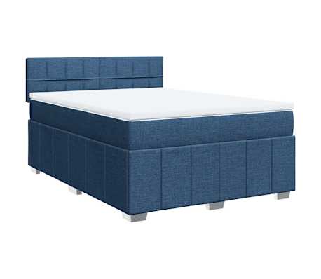 vidaXL Κρεβάτι Boxspring με Στρώμα Μπλε 140x190 εκ. Υφασμάτινο