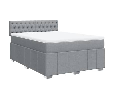 vidaXL Cama box spring con colch&oacute;n tela gris claro 140x190 cm