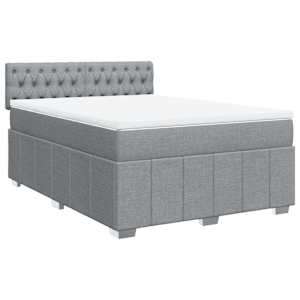 vidaXL Cama box spring con colch&oacute;n tela gris claro 140x190 cm