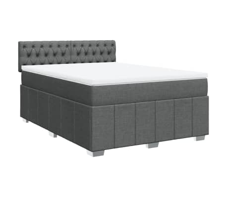vidaXL Boxspring met matras stof donkergrijs 140x190 cm