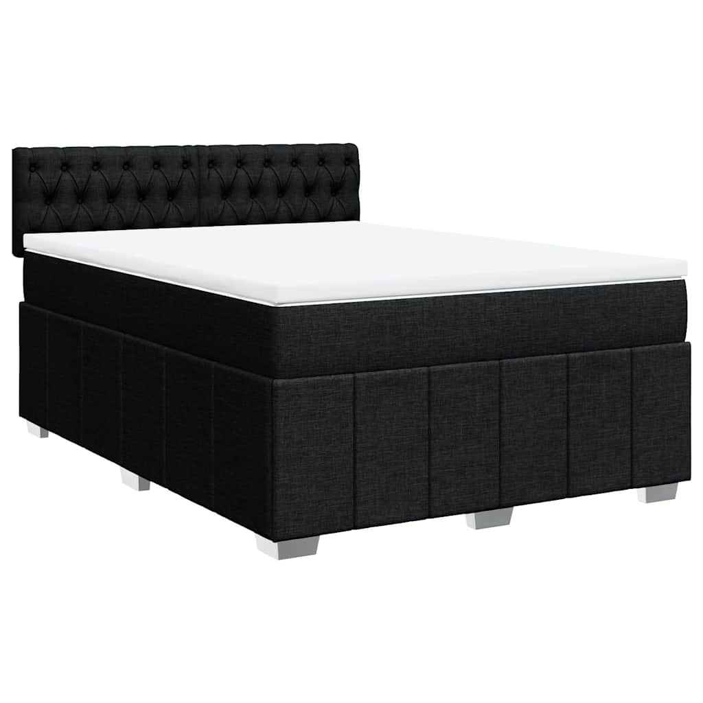 vidaXL Boxspring met matras stof zwart 140x190 cm afbeelding