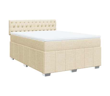 vidaXL Boxspringbett mit Matratze Creme 140x190 cm Stoff