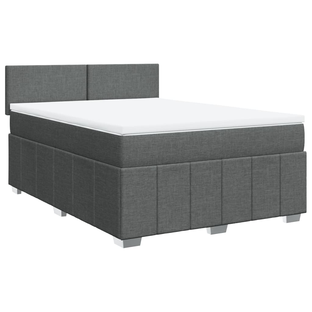 vidaXL Boxspring met matras stof donkergrijs 140x200 cm afbeelding