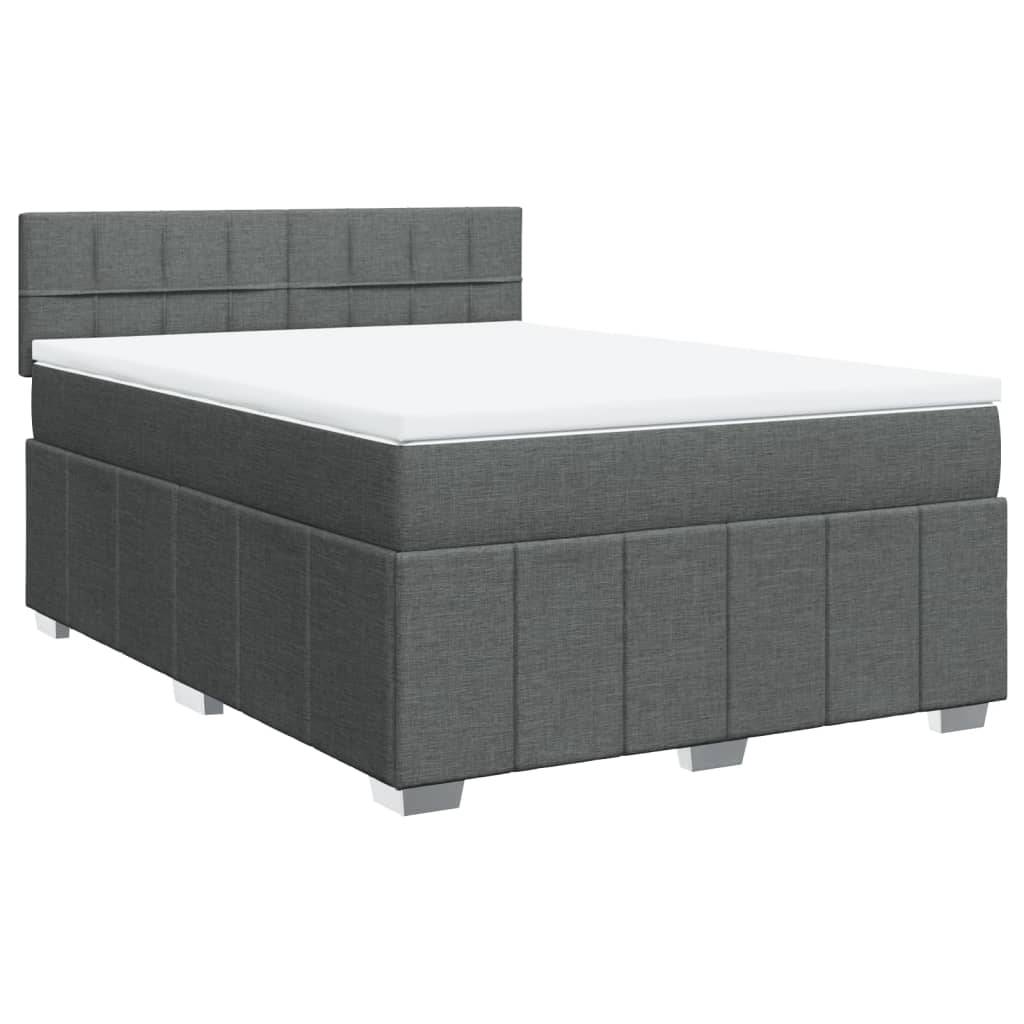 vidaXL Boxspring met matras stof donkergrijs 140x200 cm afbeelding