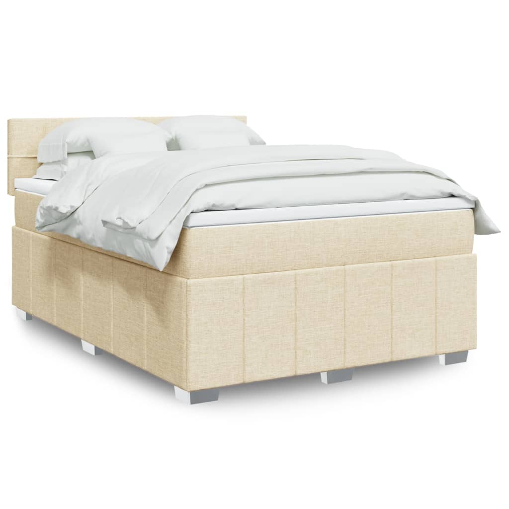 Boxspringbett mit Matratze Creme 140×200 cm Stoff