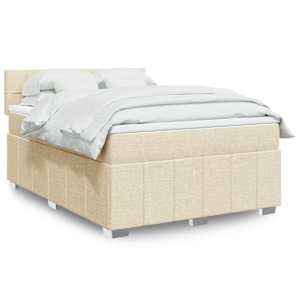 Box spring postelja z vzmetnico krem 140x200 cm blago