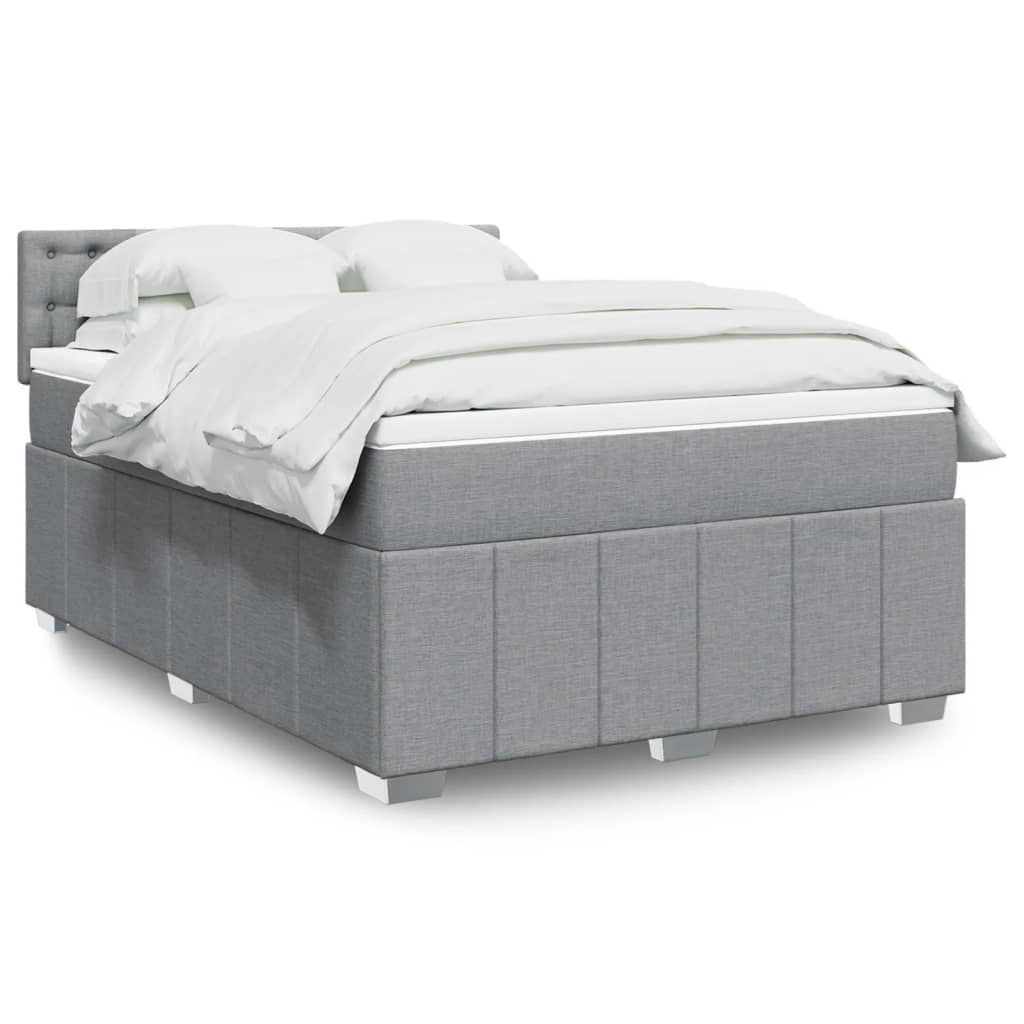 Boxspringbett mit Matratze Hellgrau 140×200 cm Stoff