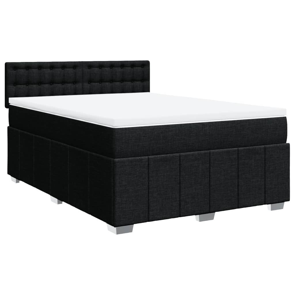 vidaXL Boxspring met matras stof zwart 140x200 cm afbeelding