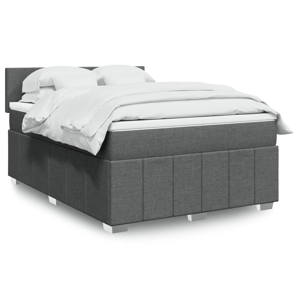 vidaXL Boxspringbett mit Matratze Dunkelgrau 160x200 cm Stoff