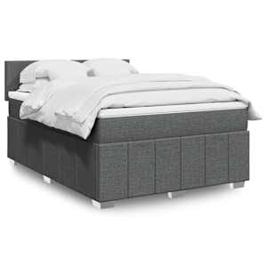 Box spring postel s matrací tmavě šedá 160x200 cm textil - obrázek 1