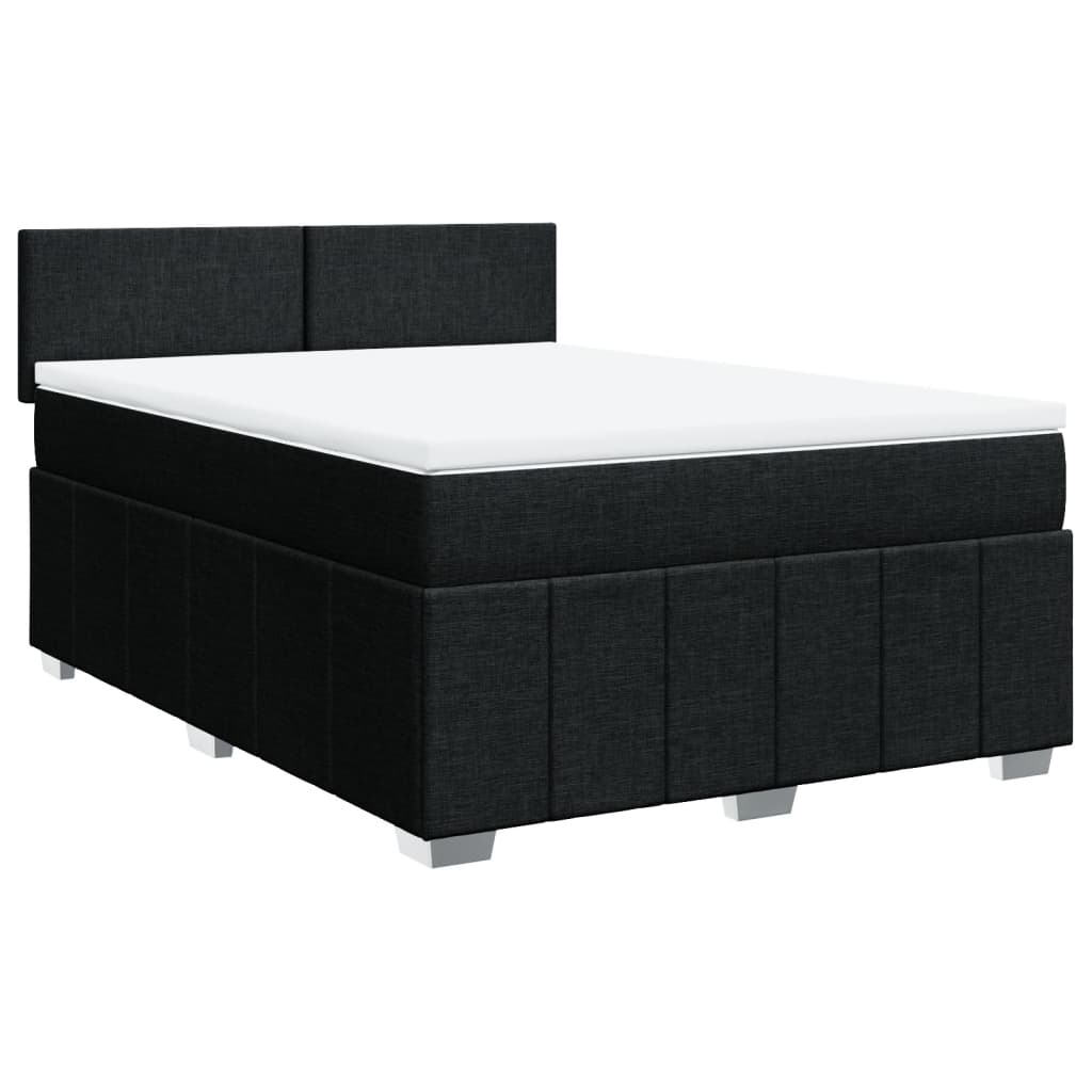 vidaXL Boxspring met matras stof zwart 160x200 cm afbeelding