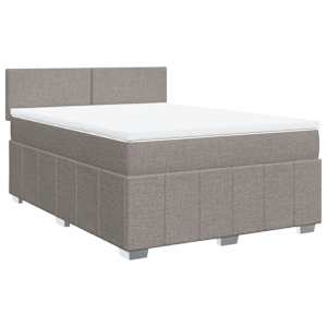 vidaXL Sommier &agrave; lattes de lit avec matelas Taupe 160x200 cm Tissu