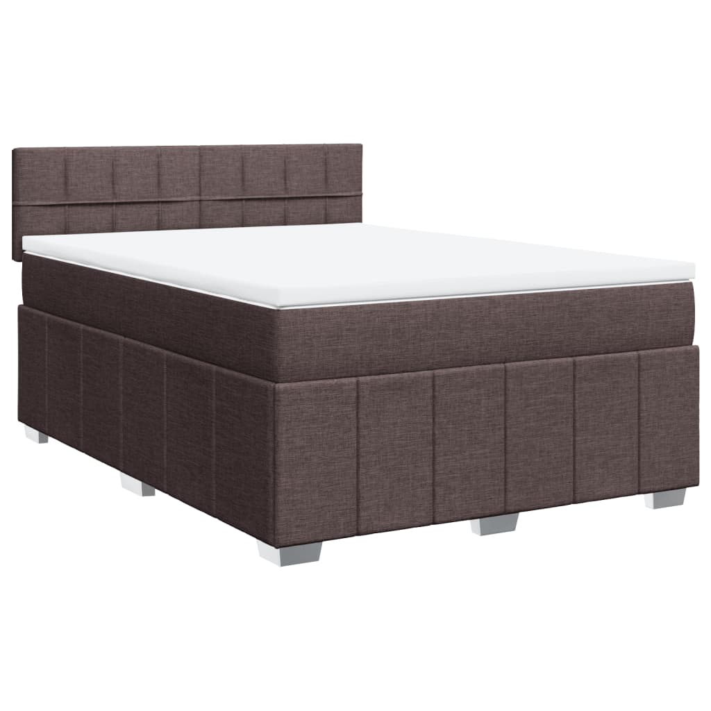 vidaXL Boxspring met matras stof donkerbruin 160x200 cm afbeelding