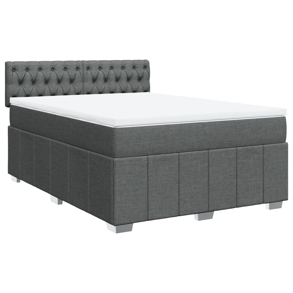 vidaXL Boxspring met matras stof donkergrijs 160x200 cm afbeelding