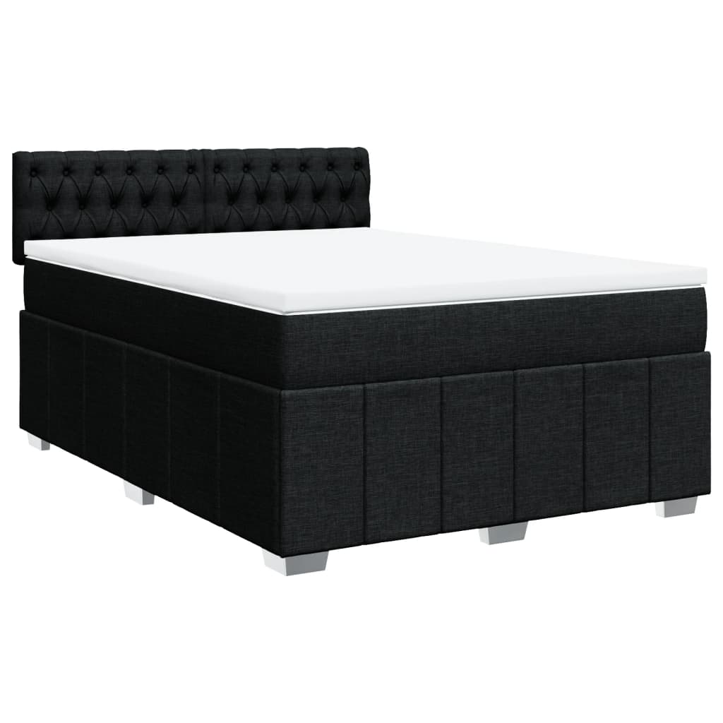 vidaXL Boxspring met matras stof zwart 160x200 cm afbeelding