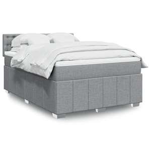 Box spring postel s matrací světle šedá 160 x 200 cm textil - obrázek 1