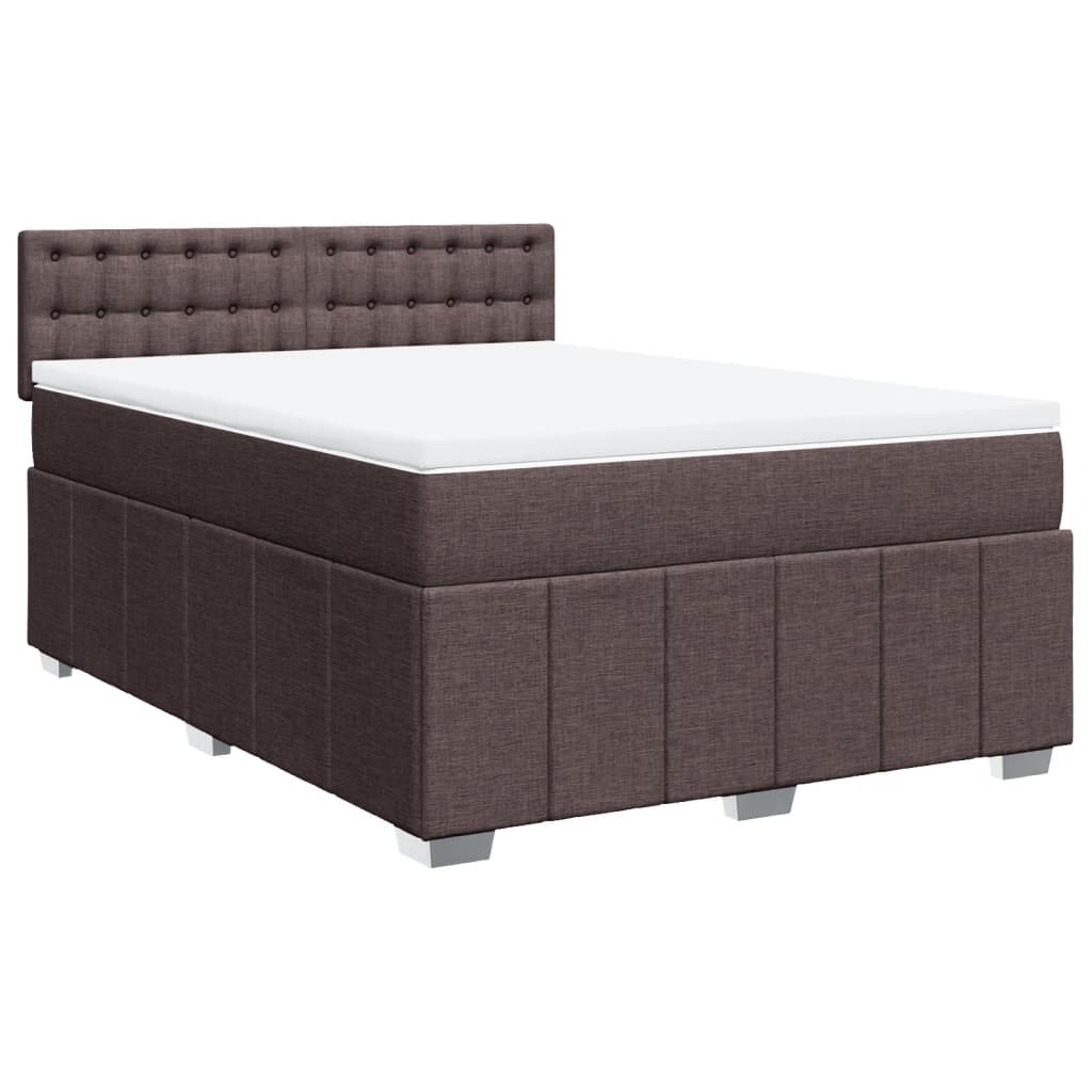 vidaXL Boxspring met matras stof donkerbruin 160x200 cm afbeelding