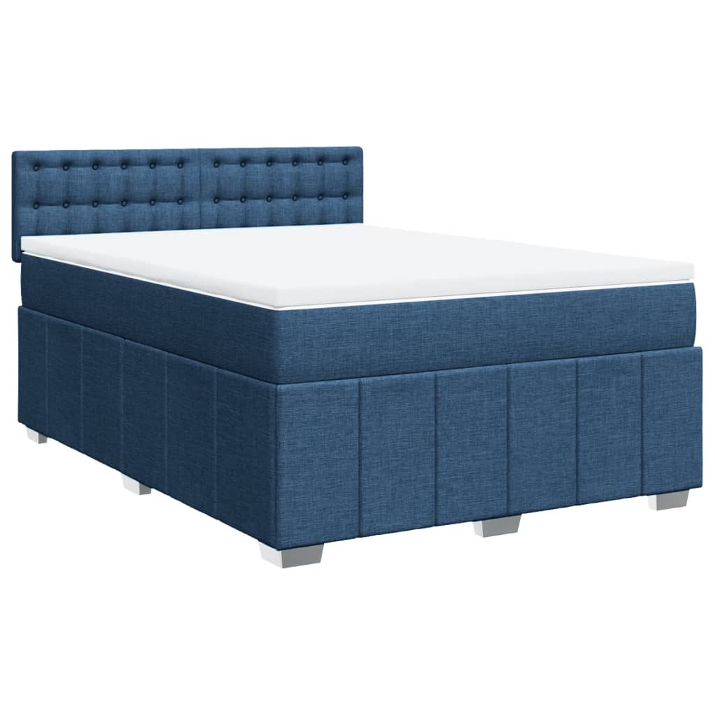 vidaXL Boxspring met matras stof blauw 160x200 cm afbeelding