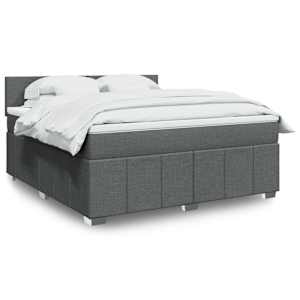 Box spring postel s matrací tmavě šedá 180x200 cm textil - obrázek 1