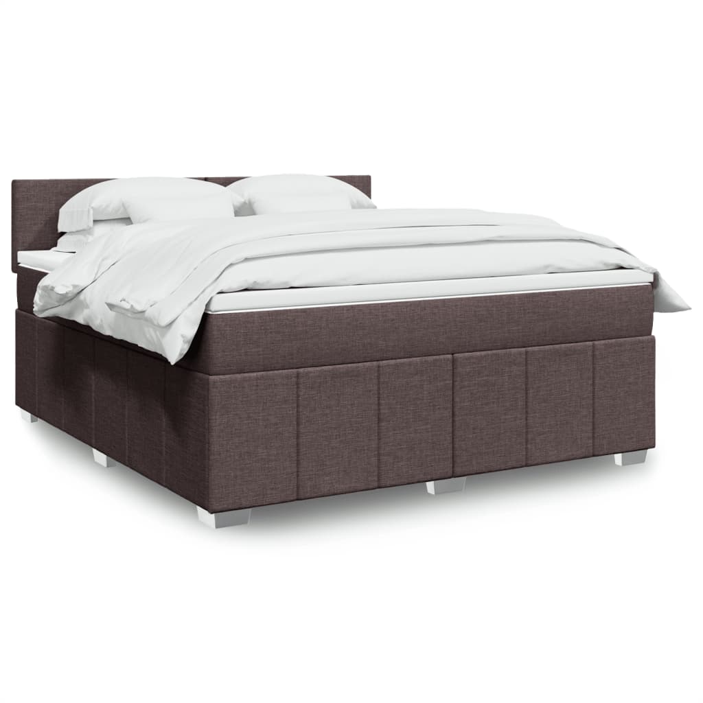 vidaXL Pat continental cu saltea maro închis 180x200cm material textil
