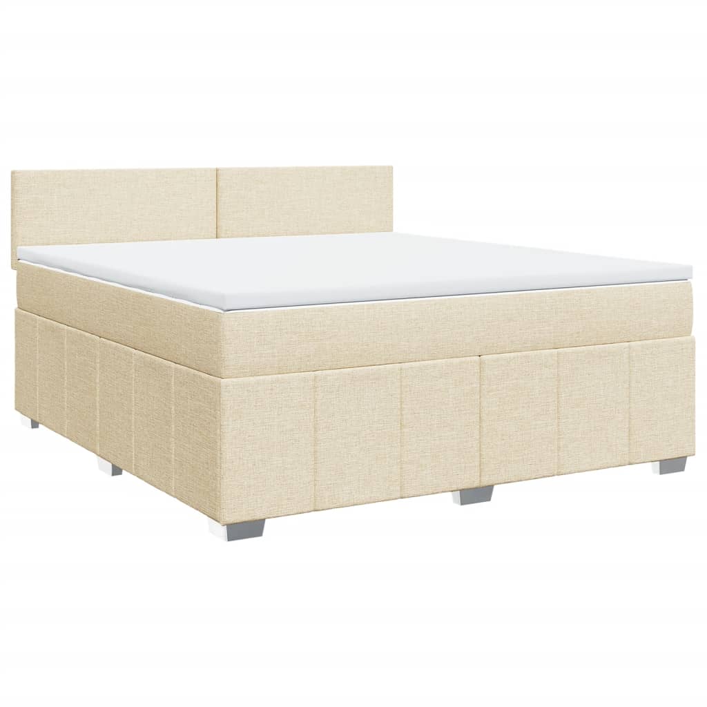 vidaXL Boxspring met matras stof crèmekleurig 180x200 cm afbeelding