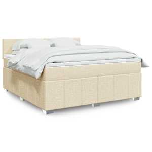 Box spring postelja z vzmetnico krem 180x200 cm blago