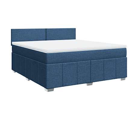 vidaXL Pat box spring cu saltea, albastru, 180x200 cm, material textil