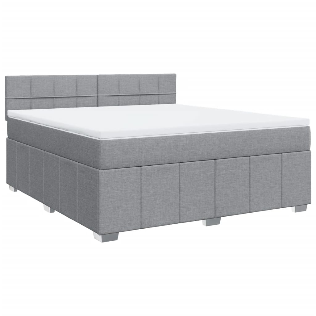 vidaXL Boxspring met matras stof lichtgrijs 180x200 cm afbeelding