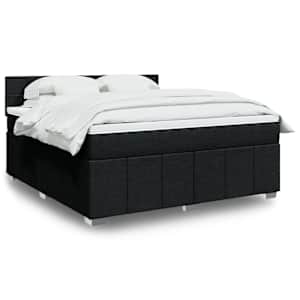 Box spring postelja z vzmetnico črna 180x200 cm blago