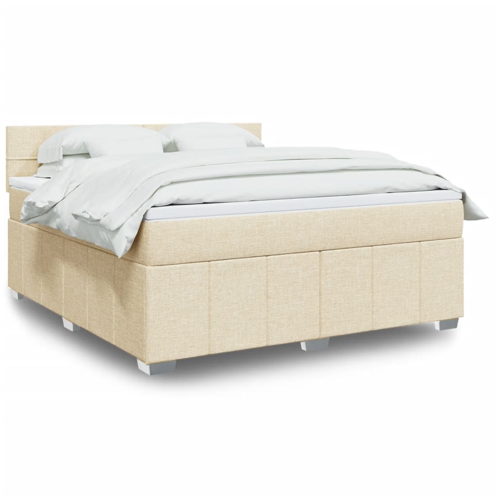 Boxspringbett mit Matratze Creme 180×200 cm Stoff