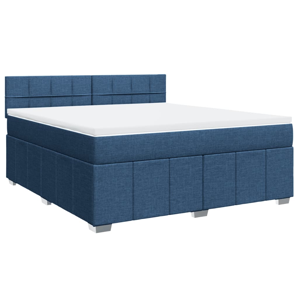 vidaXL Boxspring met matras stof blauw 180x200 cm afbeelding