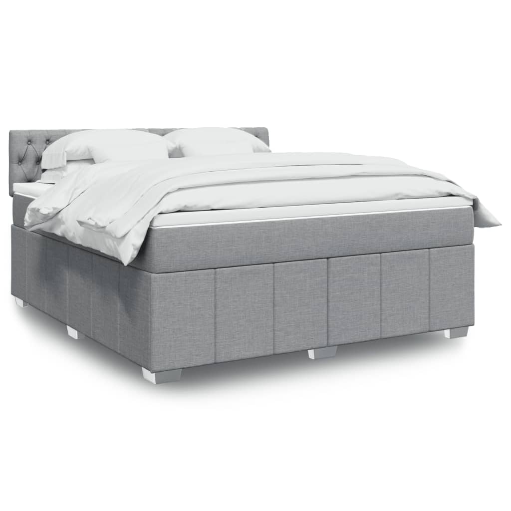 vidaXL Boxspringbett mit Matratze Hellgrau 180x200 cm Stoff