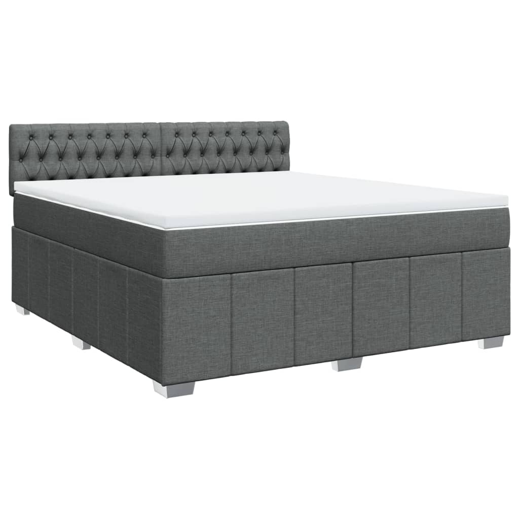 vidaXL Boxspring met matras stof donkergrijs 180x200 cm afbeelding